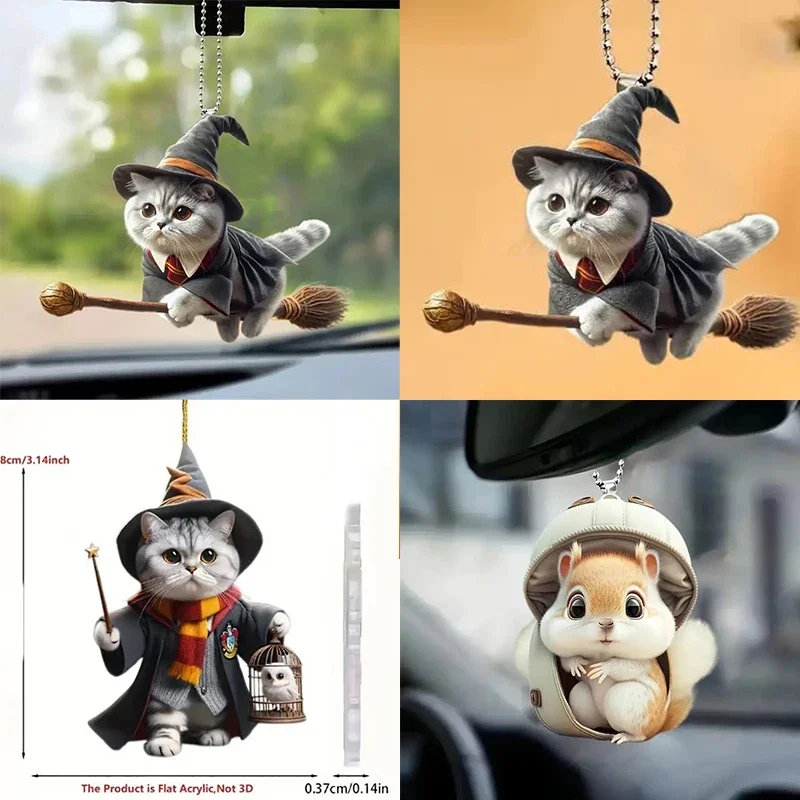 Cat-Shaped RearView Mirror Pendant