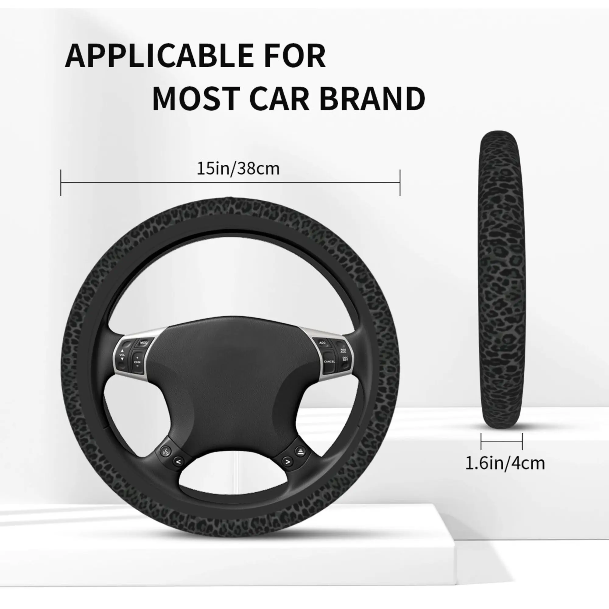Black Leopard Anti-Slip Steering Wheel Cover
