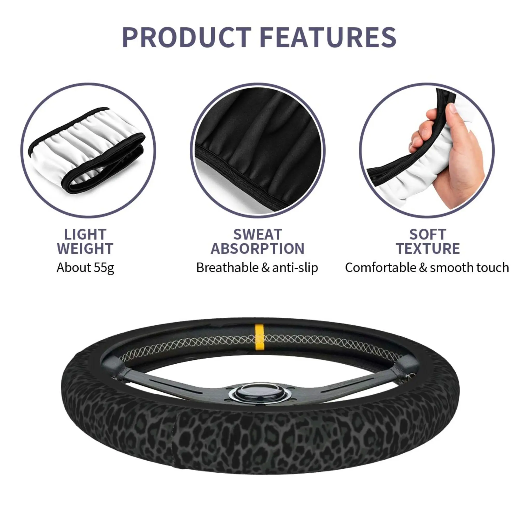 Black Leopard Anti-Slip Steering Wheel Cover