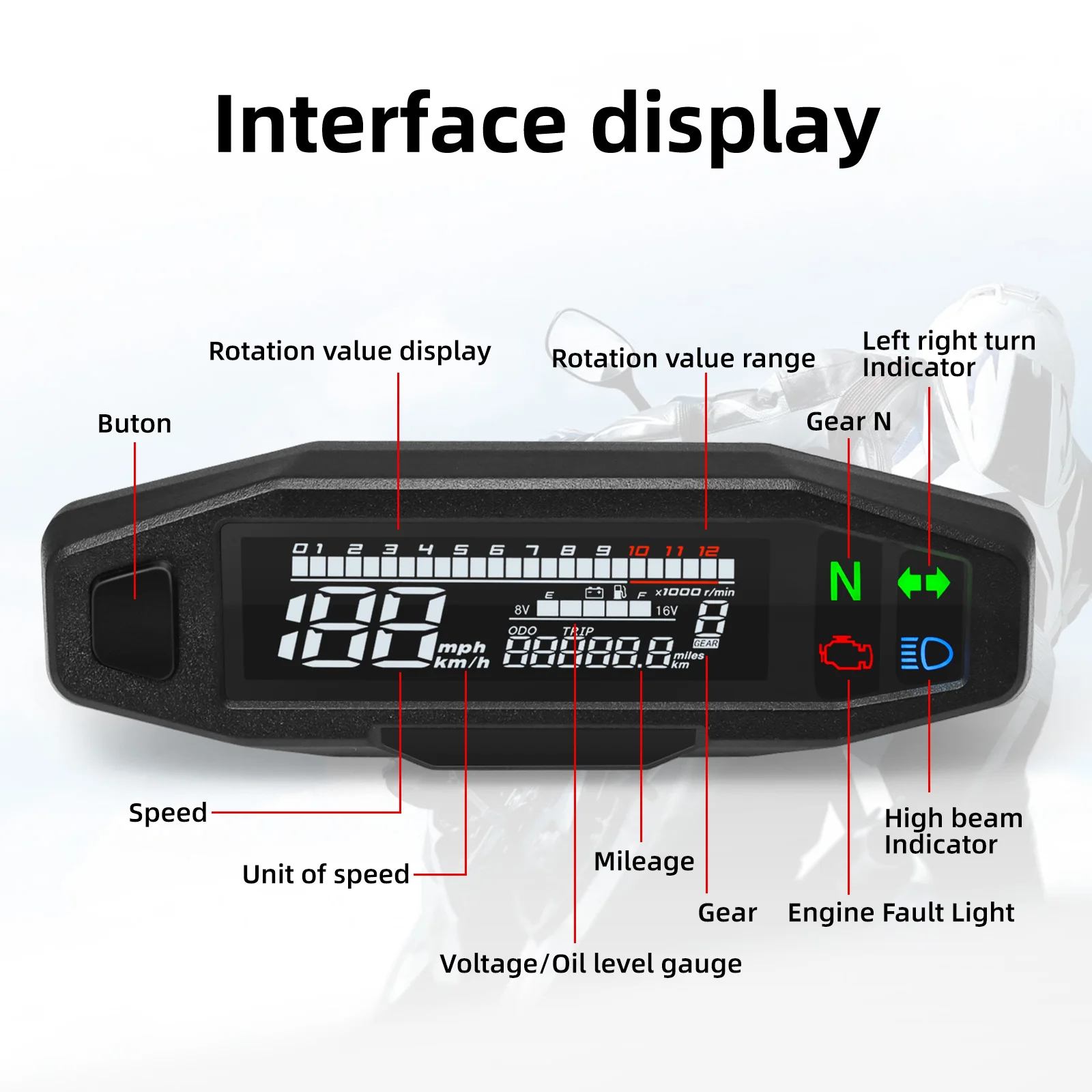 Universal Digital Motorcycle Speedometer Universal Digital Motorcycle Speedometer
