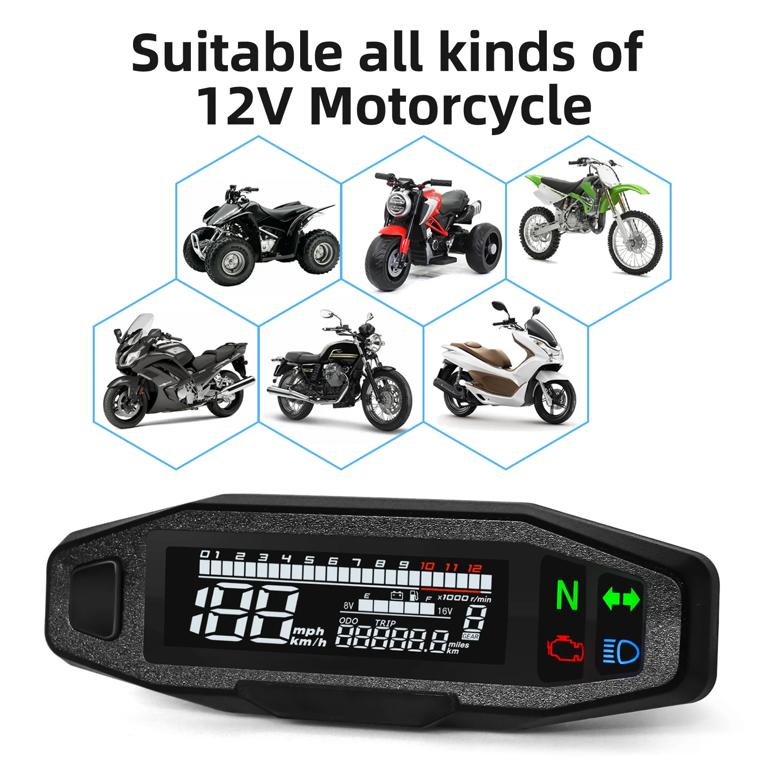Universal Digital Motorcycle Speedometer Universal Digital Motorcycle Speedometer