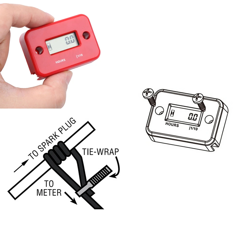 Digital Hour Meter LCD Counter For ATV Motorcycle