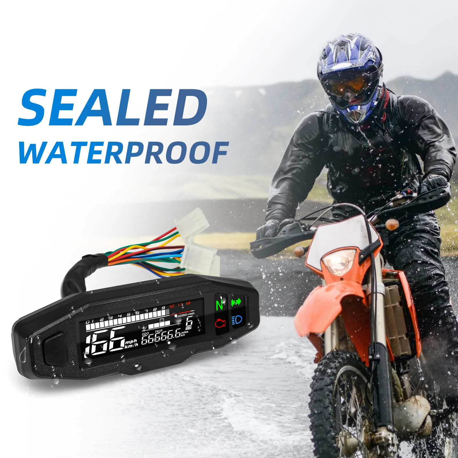 Motorcycle Speedometer Universal Digital Dashboard Instrument with Turn Signal Light Km/h Hour Meter Oil Gauge