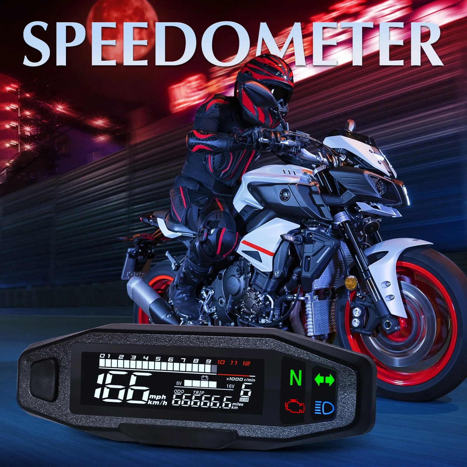 Motorcycle Speedometer Universal Digital Dashboard Instrument with Turn Signal Light Km/h Hour Meter Oil Gauge