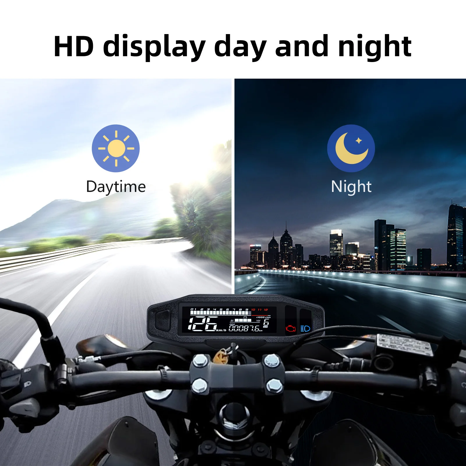 Motorcycle Speedometer Universal Digital Dashboard Instrument with Turn Signal Light Km/h Hour Meter Oil Gauge