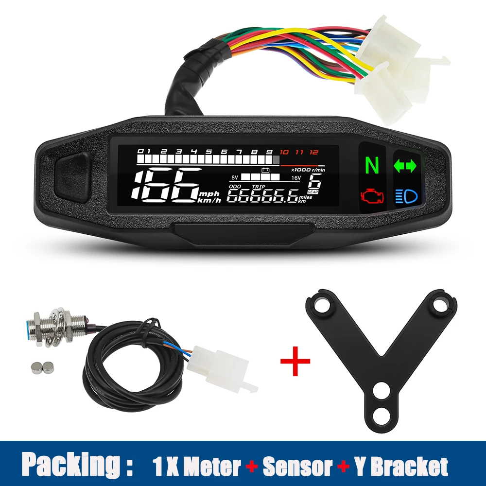 Motorcycle Speedometer Universal Digital Dashboard Instrument with Turn Signal Light Km/h Hour Meter Oil Gauge