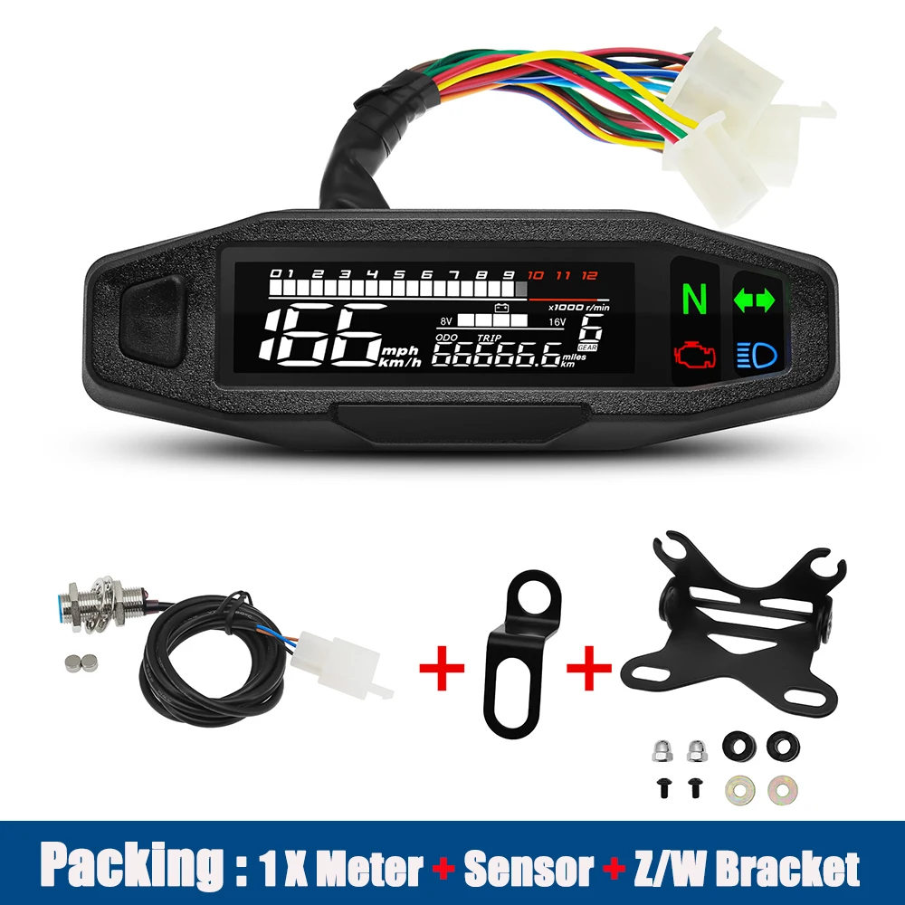 Motorcycle Speedometer Universal Digital Dashboard Instrument with Turn Signal Light Km/h Hour Meter Oil Gauge