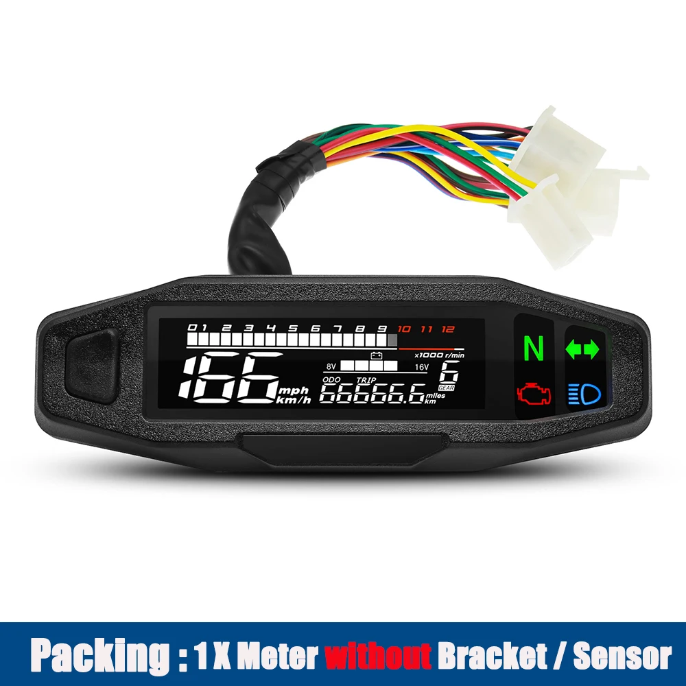 Motorcycle Speedometer Universal Digital Dashboard Instrument with Turn Signal Light Km/h Hour Meter Oil Gauge