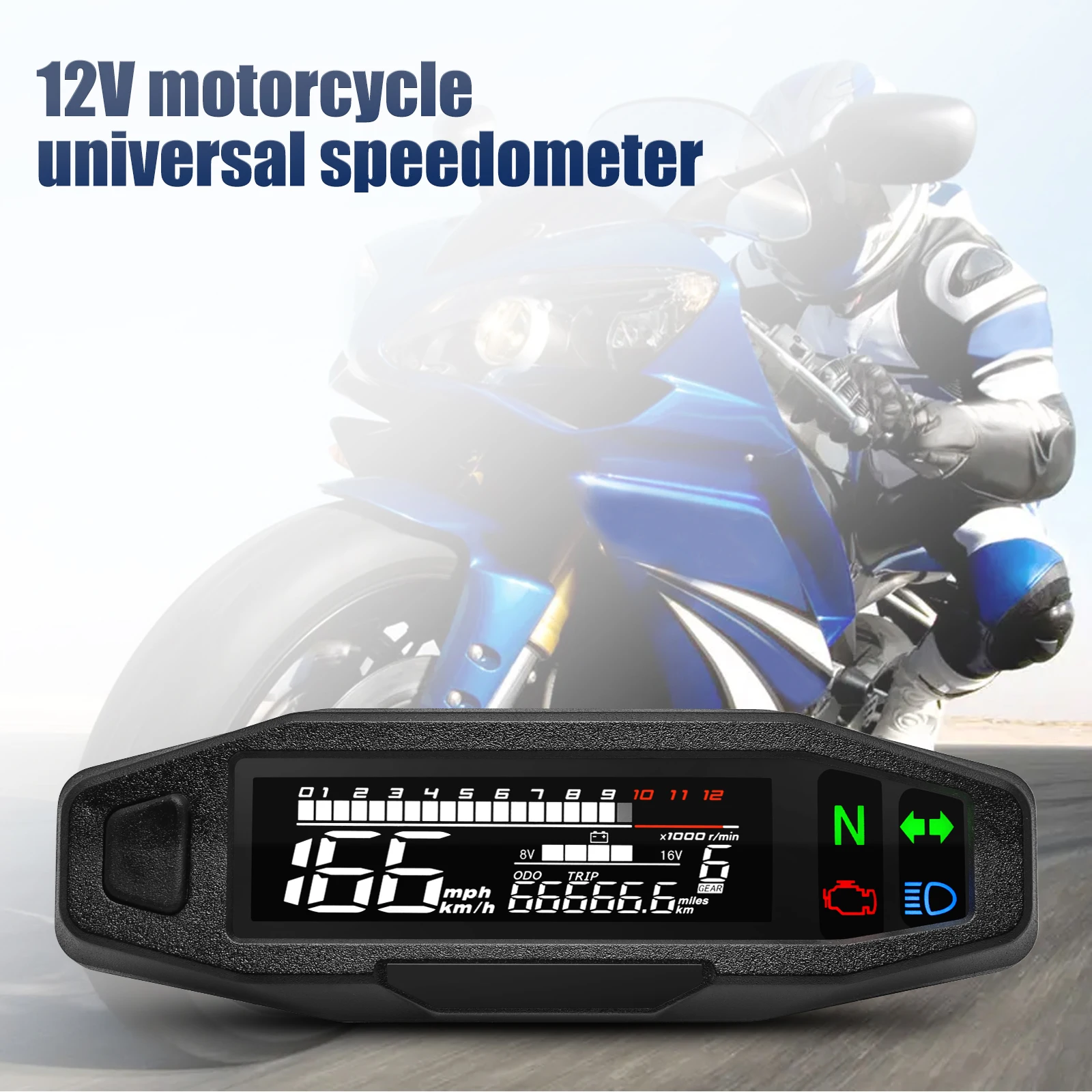 Motorcycle Speedometer Universal Digital Dashboard Instrument with Turn Signal Light Km/h Hour Meter Oil Gauge