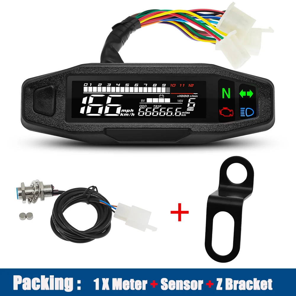 Motorcycle Speedometer Universal Digital Dashboard Instrument with Turn Signal Light Km/h Hour Meter Oil Gauge