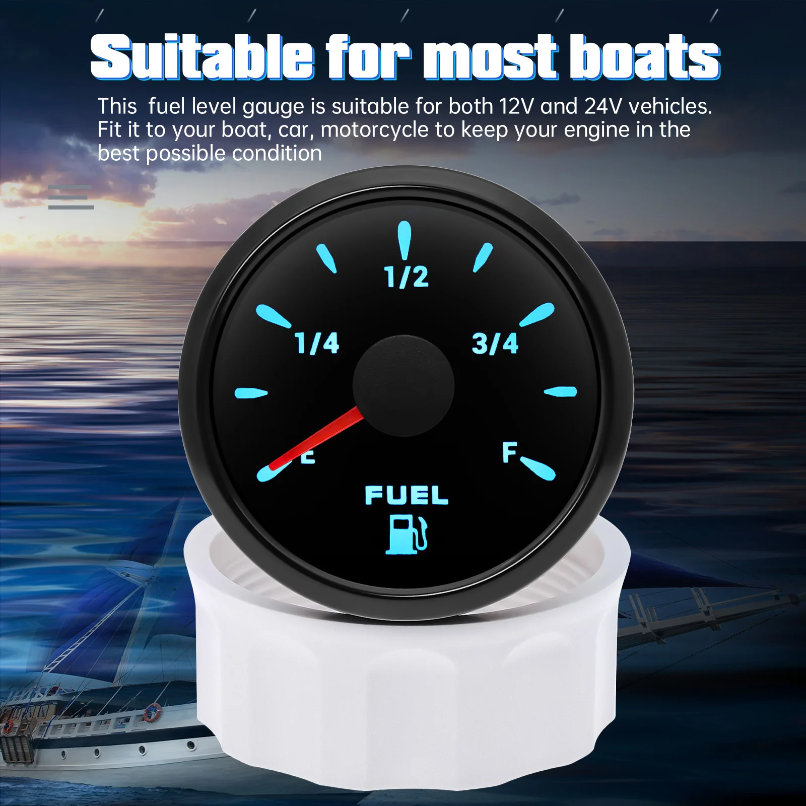 7 Color Light Waterproof IP67 Oil Tank Meter Indicator Car Yacht 12V 24V 7 Color Light Waterproof IP67 Oil Tank Meter Indicator Car Yacht 12V 24V