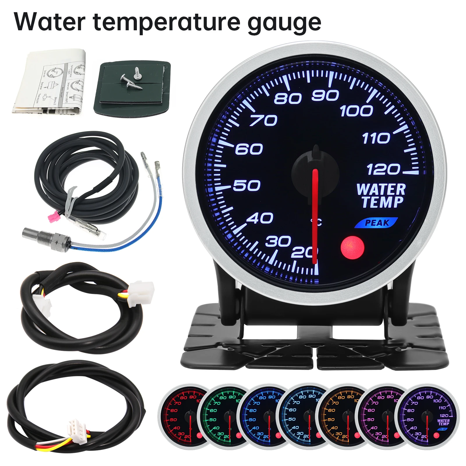 8 Color Racing Car Oil Pressure Water Oil Temp EGT Exhaust Temp Turbo Boost Tachometer Gauge Meter