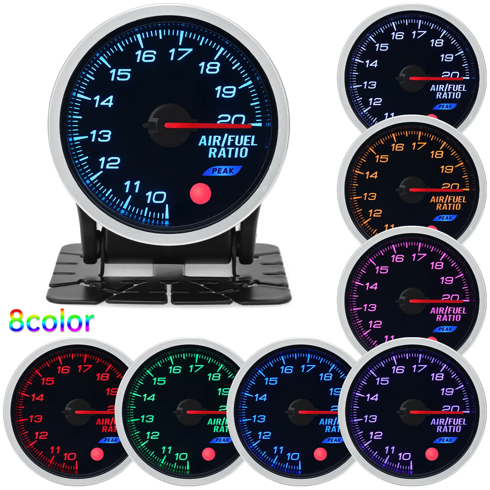 8 Color Racing Car Oil Pressure Water Oil Temp EGT Exhaust Temp Turbo Boost Tachometer Gauge Meter
