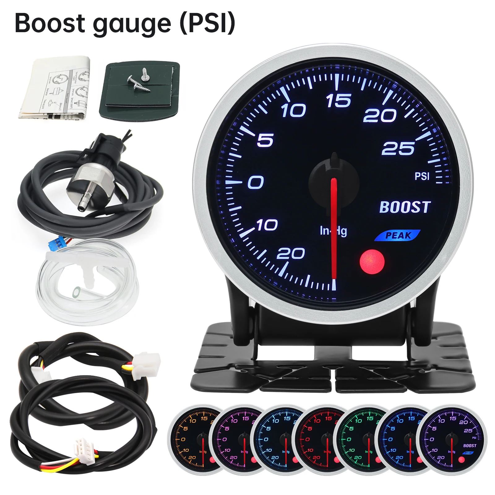 8 Color Racing Car Oil Pressure Water Oil Temp EGT Exhaust Temp Turbo Boost Tachometer Gauge Meter