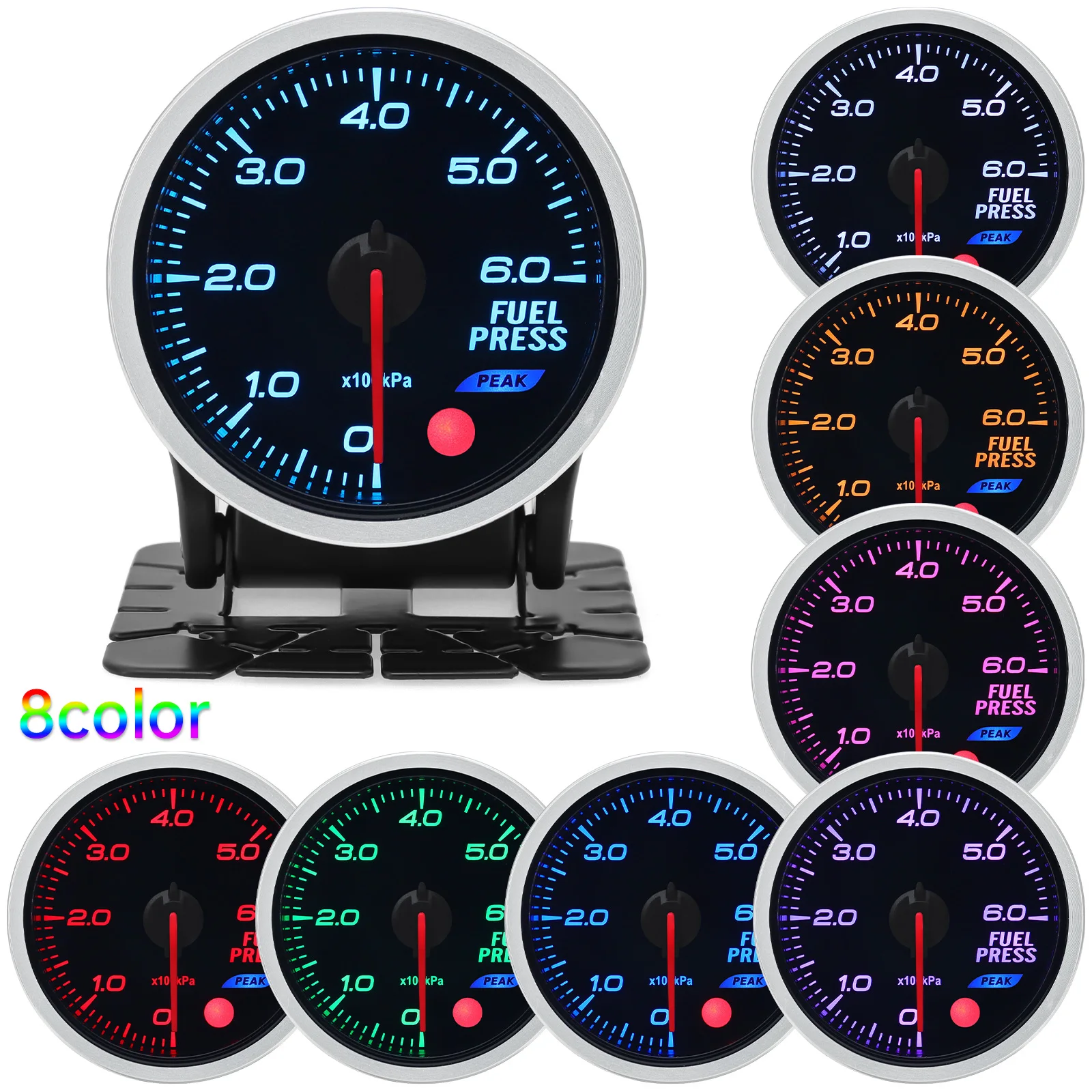 8 Color Racing Car Oil Pressure Water Oil Temp EGT Exhaust Temp Turbo Boost Tachometer Gauge Meter