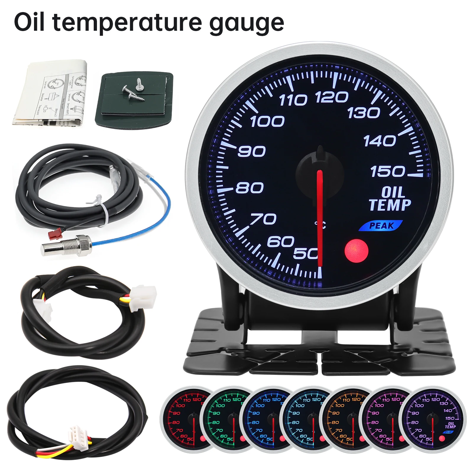 8 Color Racing Car Oil Pressure Water Oil Temp EGT Exhaust Temp Turbo Boost Tachometer Gauge Meter