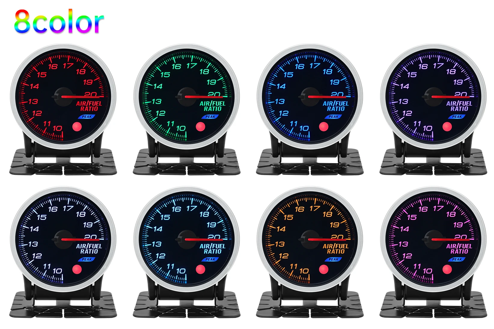 8 Color Racing Car Oil Pressure Water Oil Temp EGT Exhaust Temp Turbo Boost Tachometer Gauge Meter