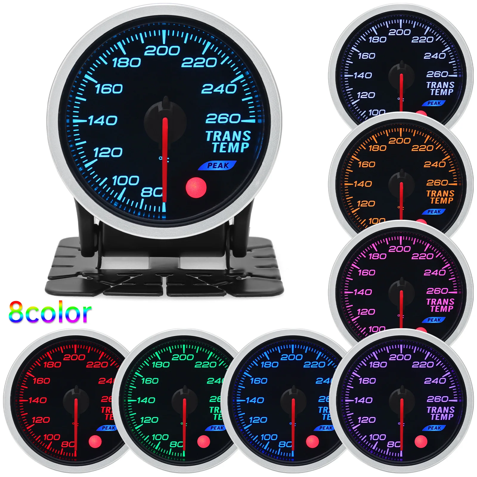 8 Color Racing Car Oil Pressure Water Oil Temp EGT Exhaust Temp Turbo Boost Tachometer Gauge Meter