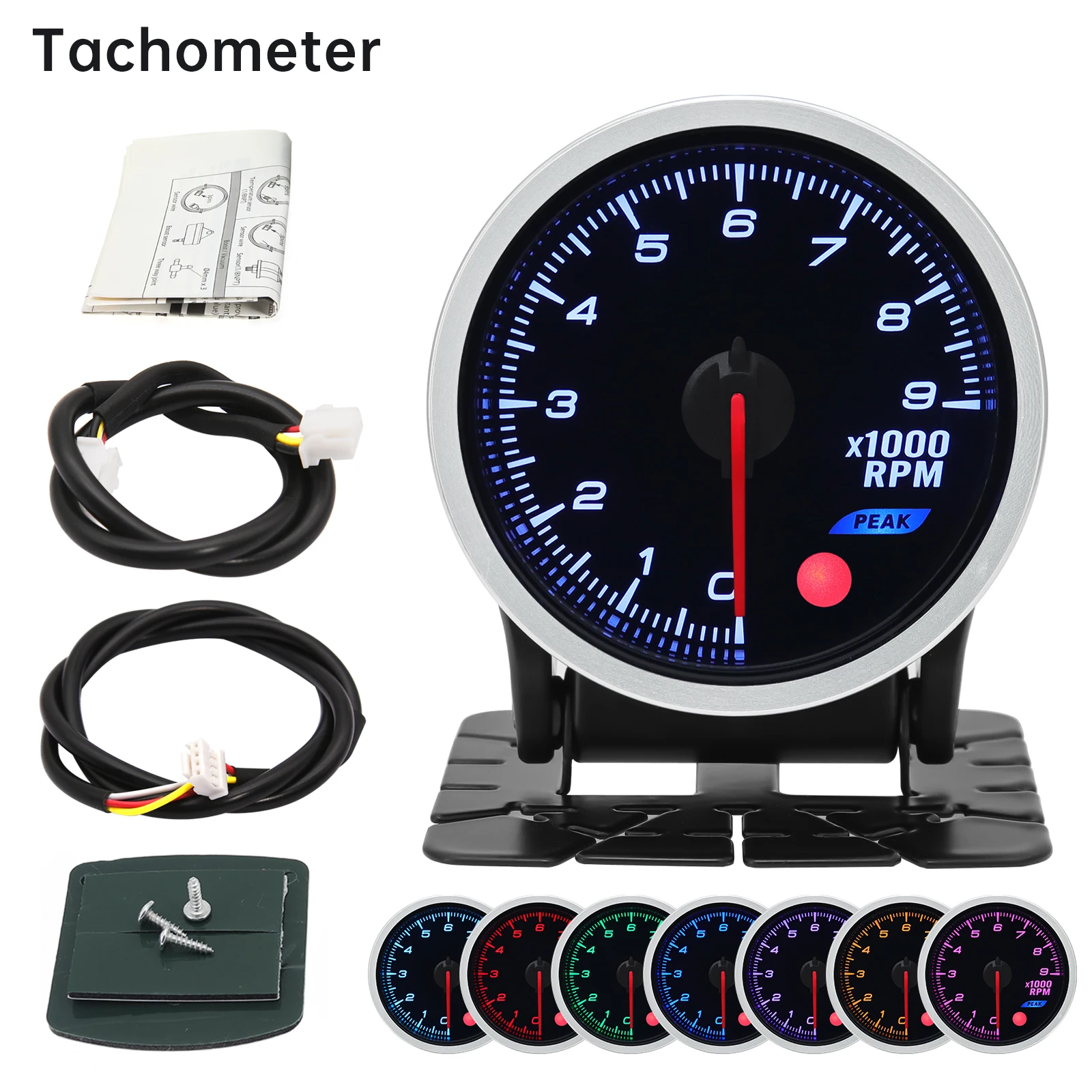 8 Color Racing Car Oil Pressure Water Oil Temp EGT Exhaust Temp Turbo Boost Tachometer Gauge Meter