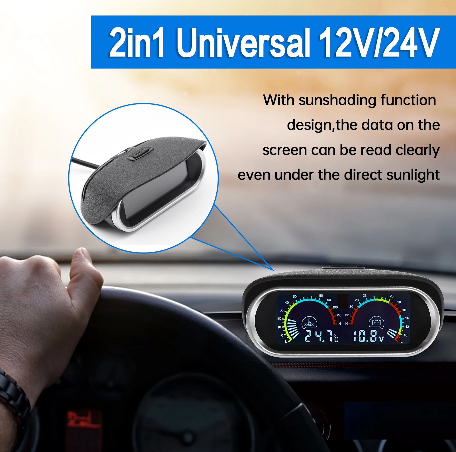 LCD Car Digital Horizontal gauge Water Temp LCD Car Digital Horizontal gauge Water Temp