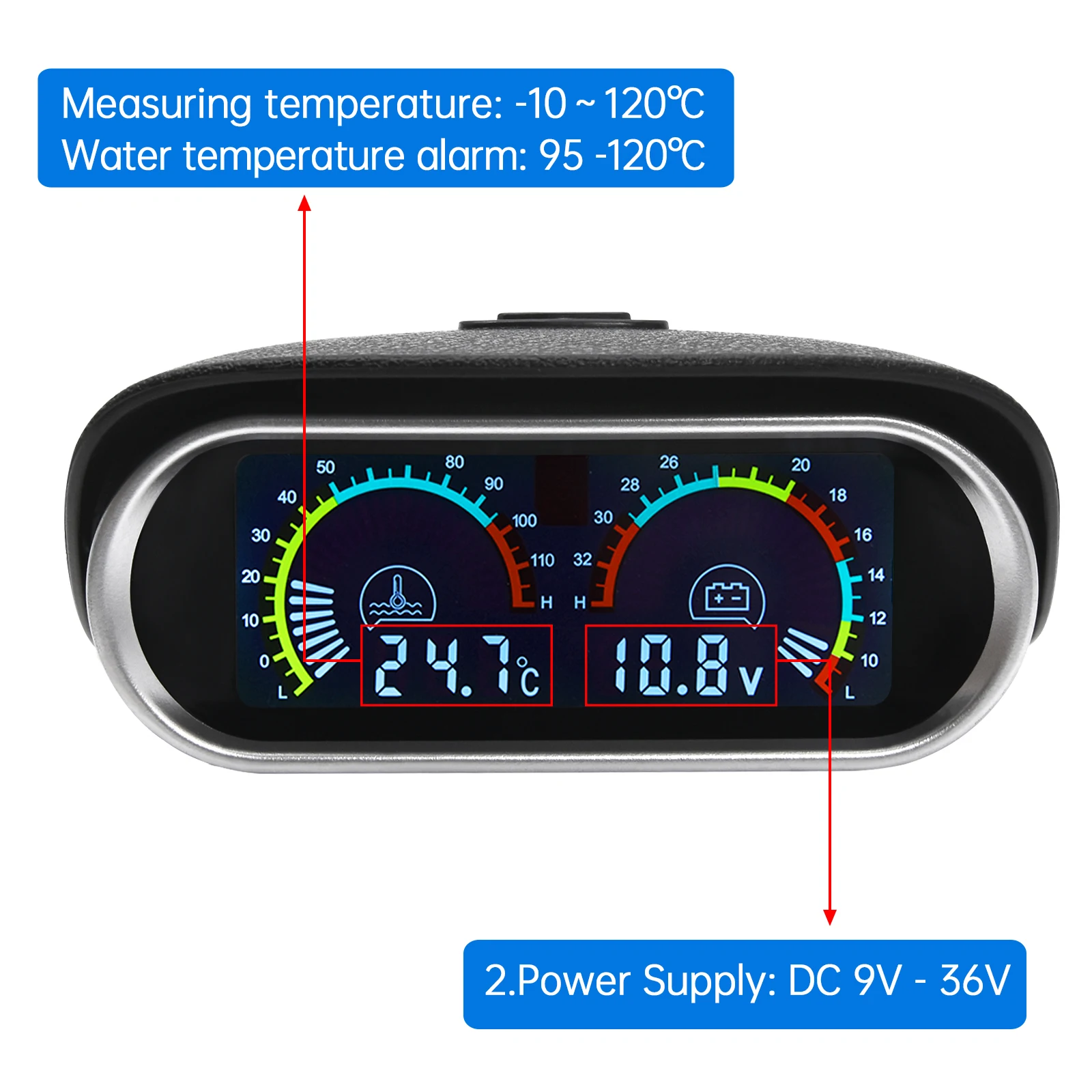 LCD Car Digital Horizontal gauge Water Temp LCD Car Digital Horizontal gauge Water Temp