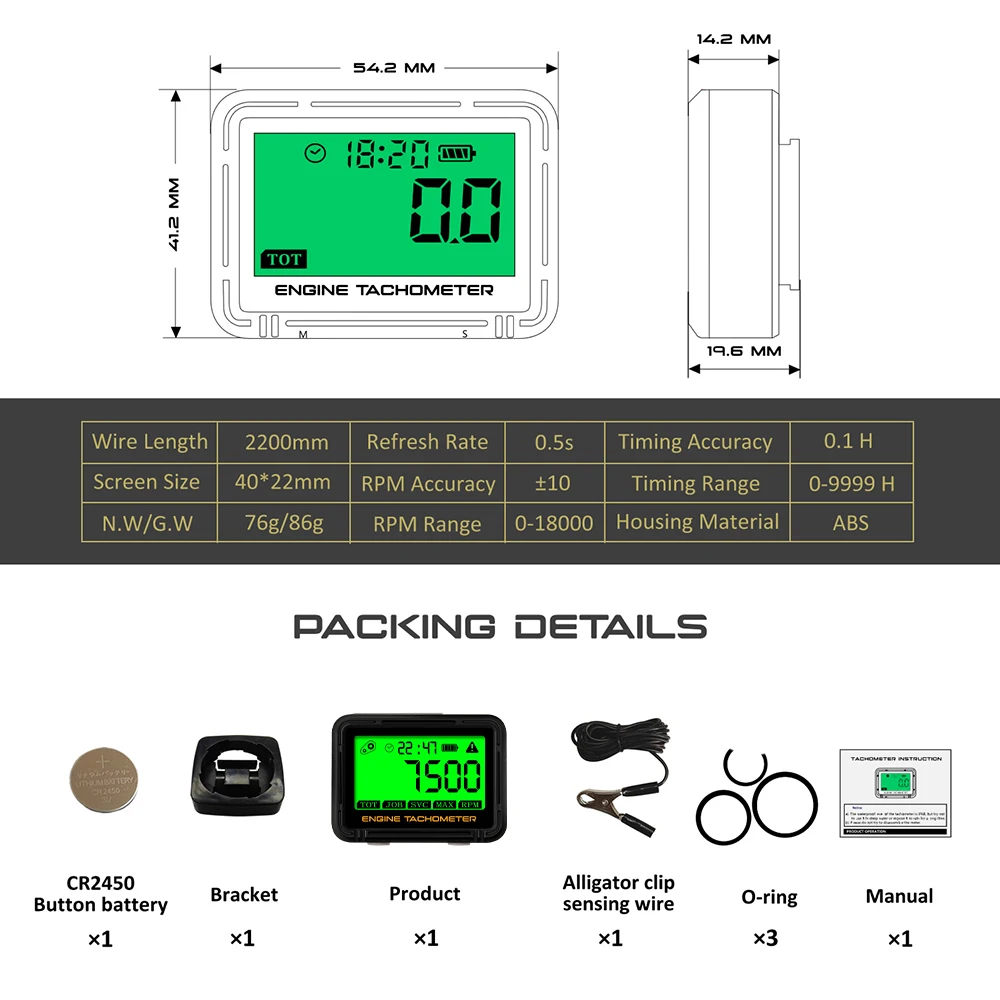 Moto Inductive Digital Tachometer