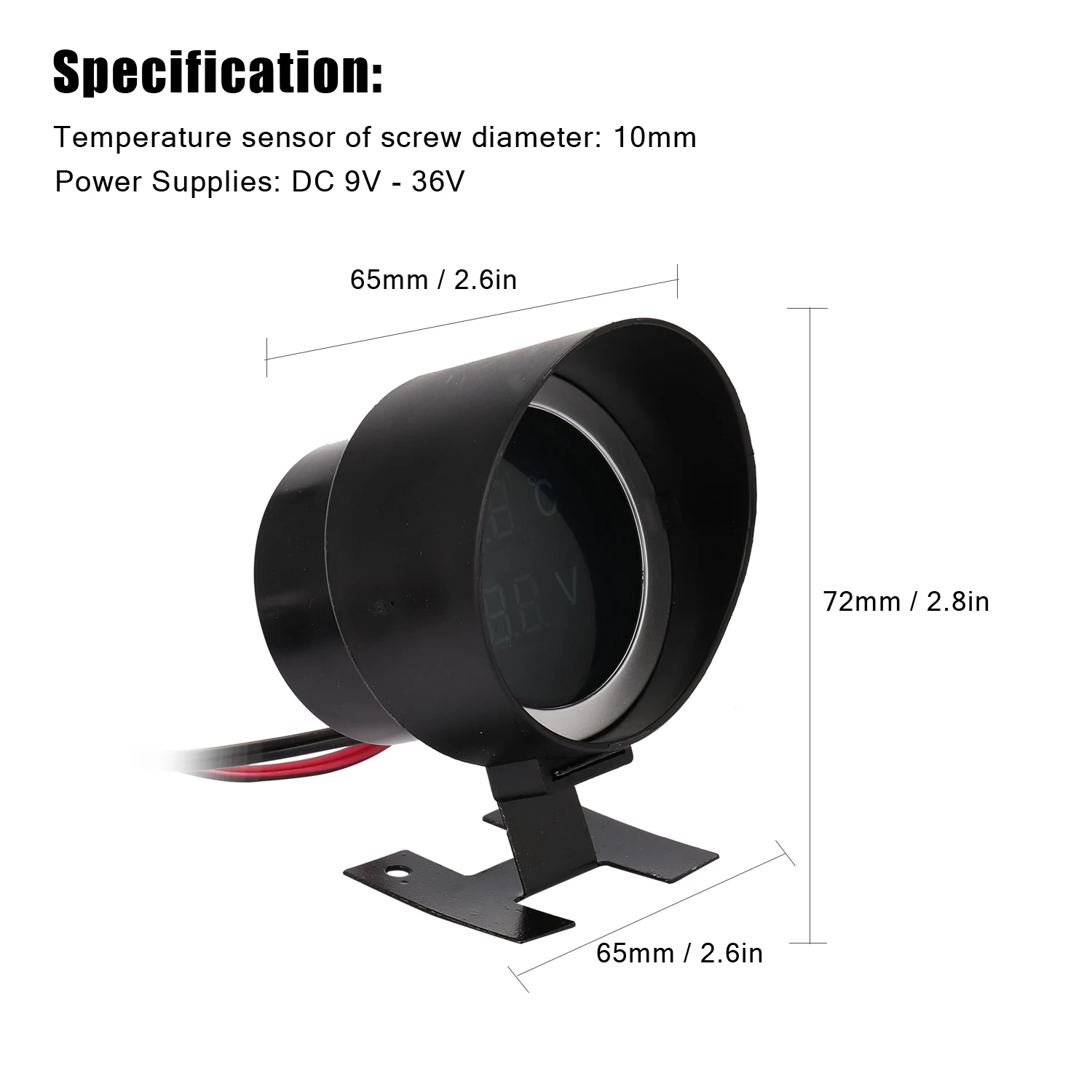 Round Led Digital Car Truck Water Temp Gauge