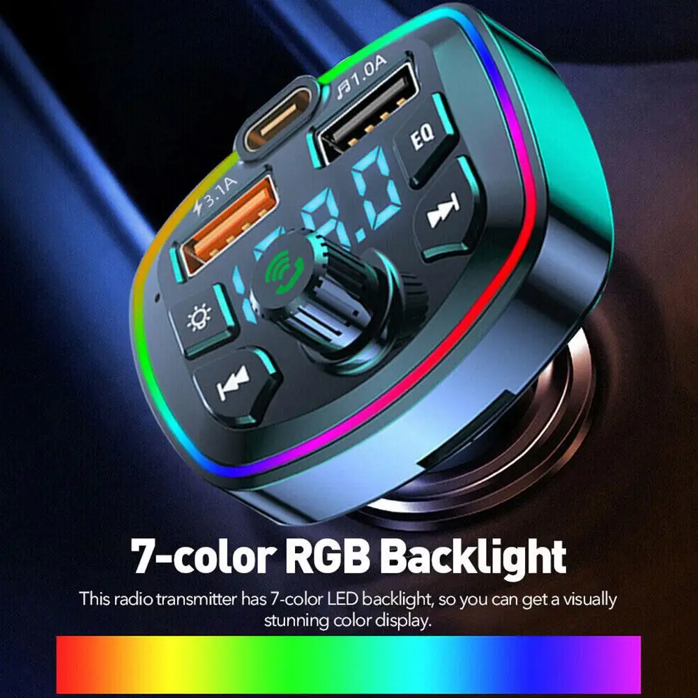 Car Hands-Free Bluetooth-compaitable 5.0 FM Transmitter Car Hands-Free Bluetooth-compaitable 5.0 FM Transmitter