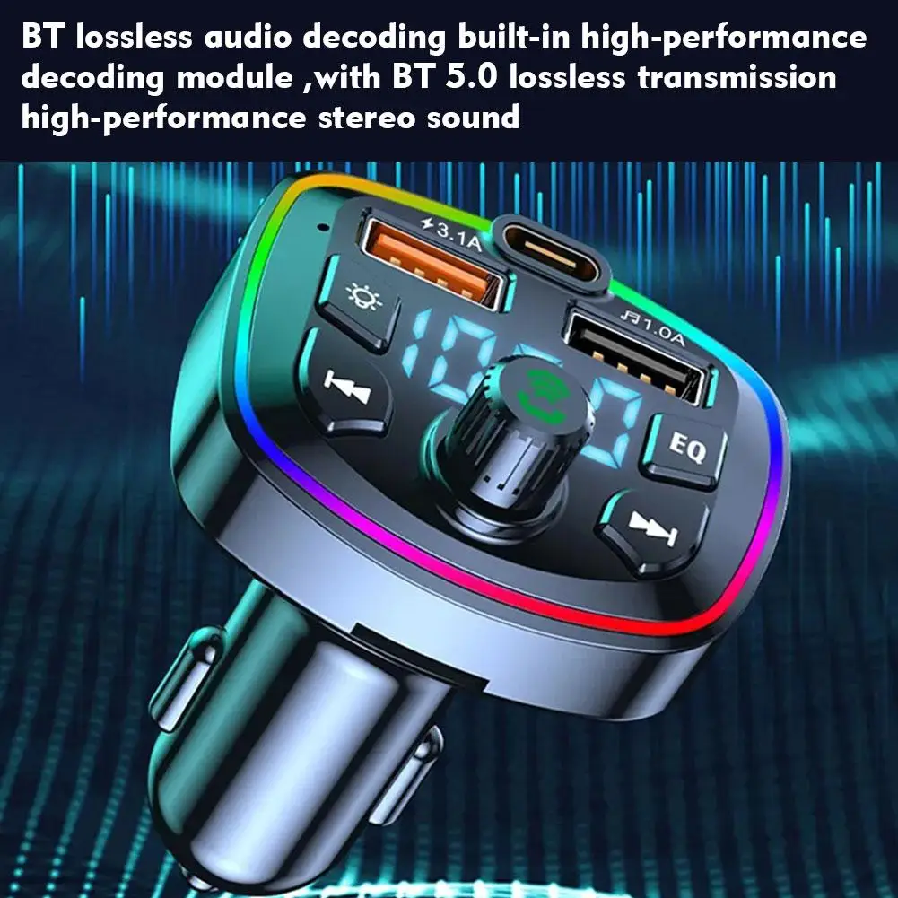 Car Hands-Free Bluetooth-compaitable 5.0 FM Transmitter Car Hands-Free Bluetooth-compaitable 5.0 FM Transmitter