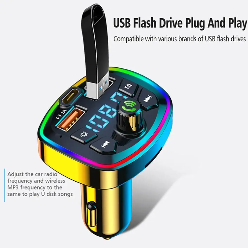 Car Hands-Free Bluetooth-compaitable 5.0 FM Transmitter Car Hands-Free Bluetooth-compaitable 5.0 FM Transmitter