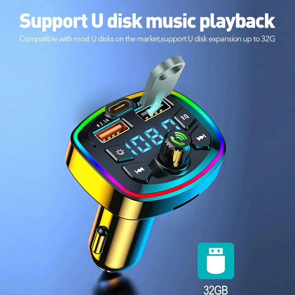 Car Hands-Free Bluetooth-compaitable 5.0 FM Transmitter Car Hands-Free Bluetooth-compaitable 5.0 FM Transmitter
