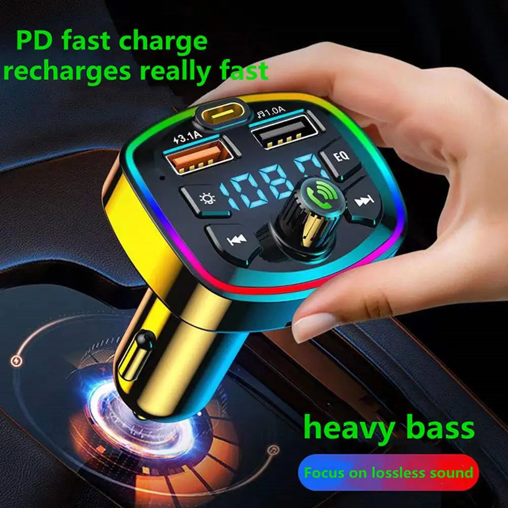 Car Hands-Free Bluetooth-compaitable 5.0 FM Transmitter Car Hands-Free Bluetooth-compaitable 5.0 FM Transmitter