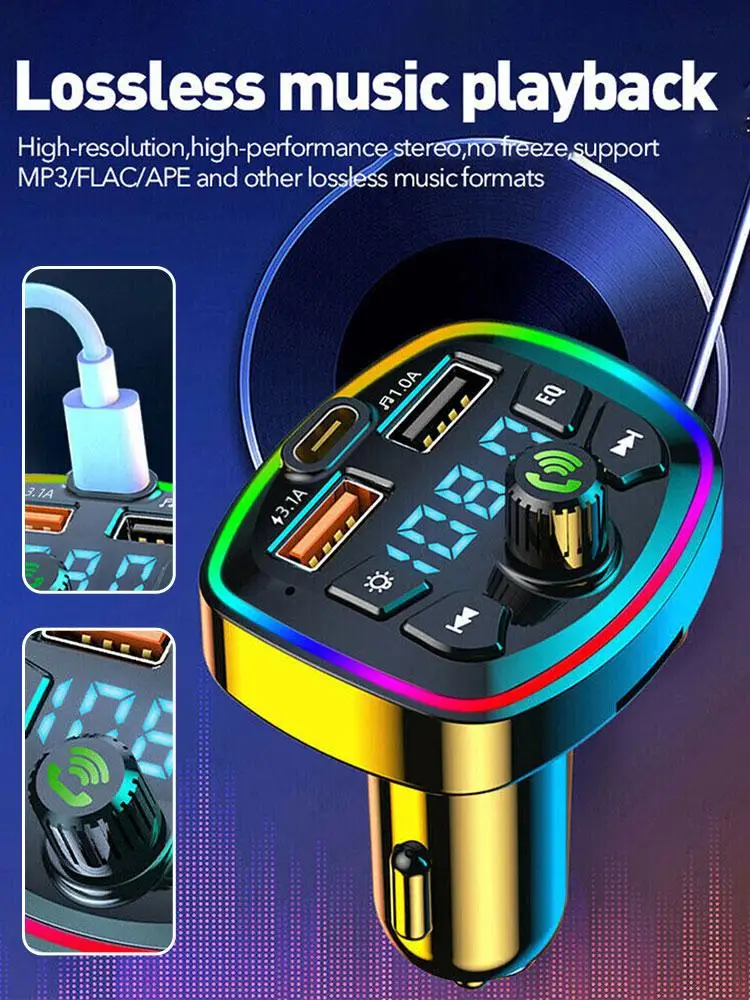 Car Hands-Free Bluetooth-compaitable 5.0 FM Transmitter Car Hands-Free Bluetooth-compaitable 5.0 FM Transmitter