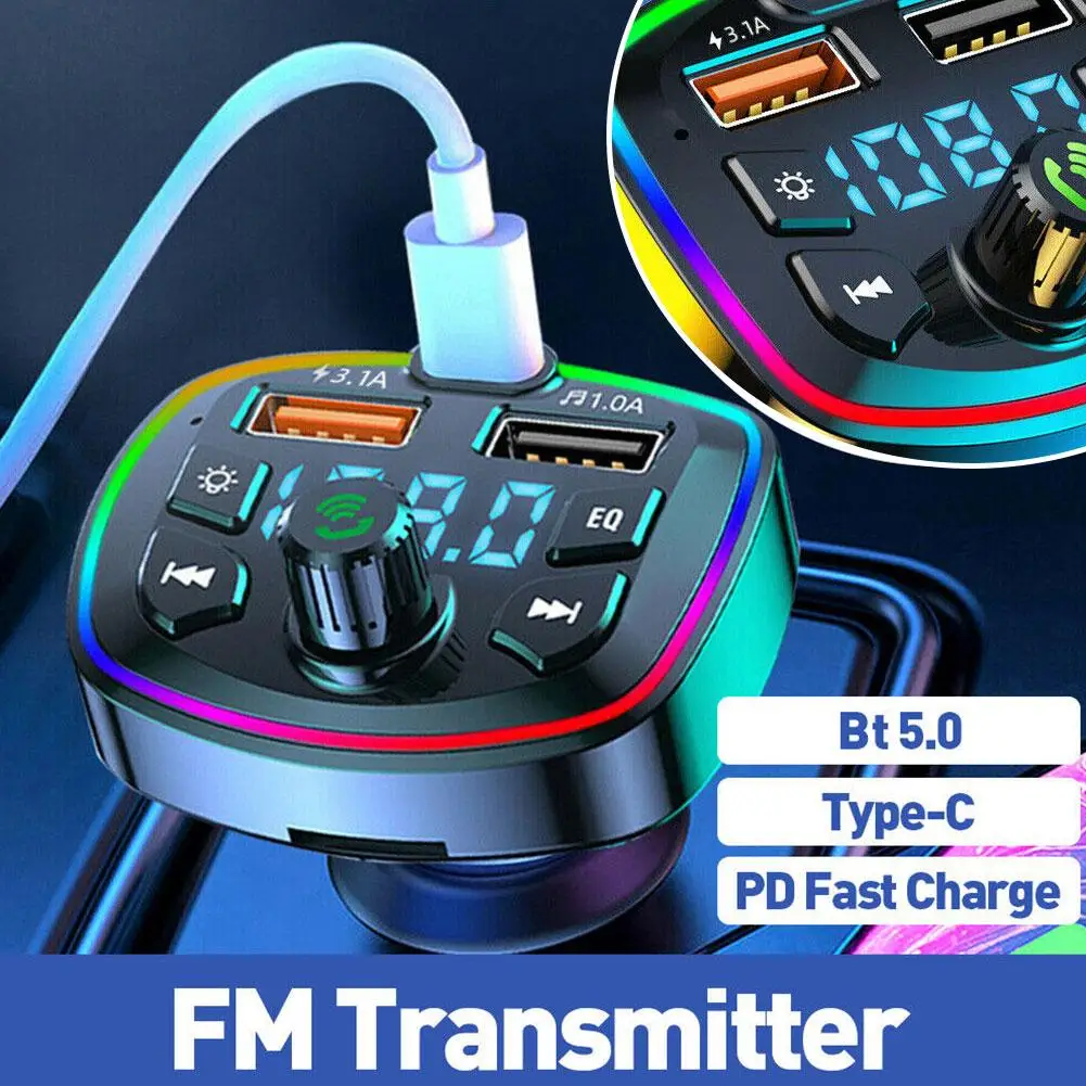 Car Hands-Free Bluetooth-compaitable 5.0 FM Transmitter Car Hands-Free Bluetooth-compaitable 5.0 FM Transmitter