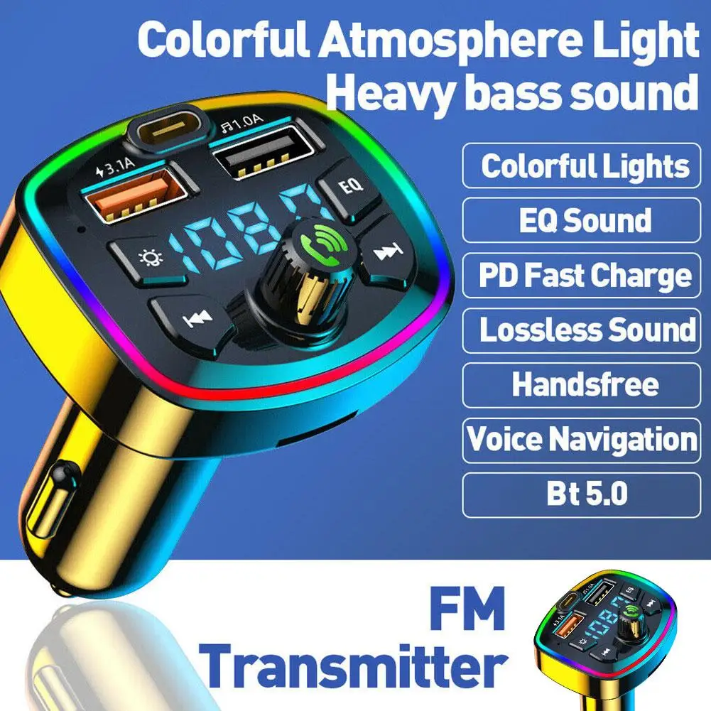Car Hands-Free Bluetooth-compaitable 5.0 FM Transmitter Car Hands-Free Bluetooth-compaitable 5.0 FM Transmitter