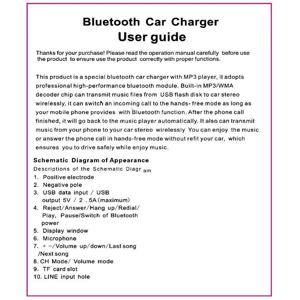 Car Bluetooth FM Transmitter Car Bluetooth FM Transmitter