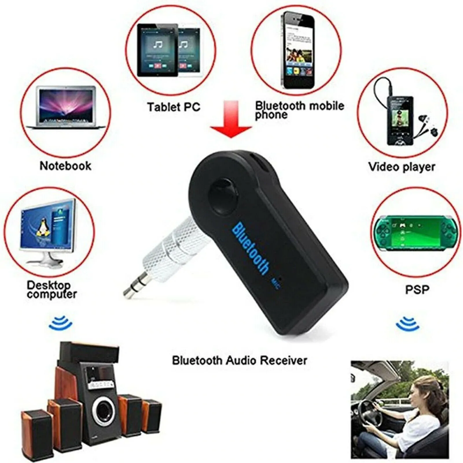 2 in 1 Wireless Bluetooth-compatible 5.0 Receiver Adapter