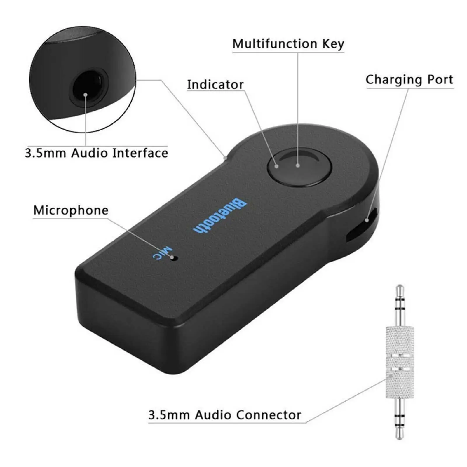 2 in 1 Wireless Bluetooth-compatible 5.0 Receiver Adapter