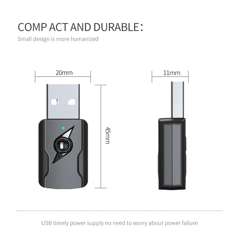 USB & 3.5mm AUX Bluetooth 5.3 Dongle Audio Receiver Transmitter