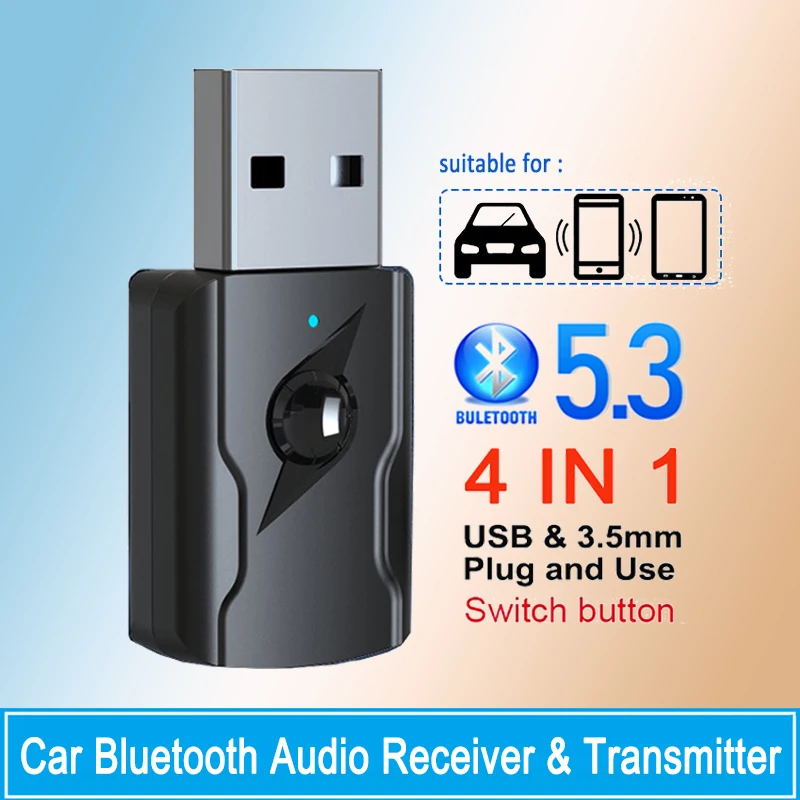 USB & 3.5mm AUX Bluetooth 5.3 Dongle Audio Receiver Transmitter