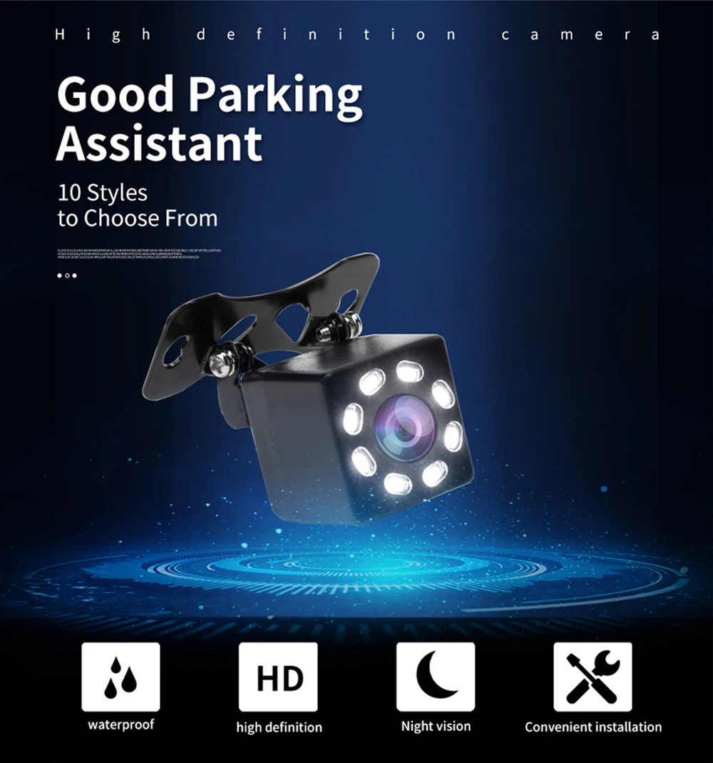 Hippcron Car Rear View Camera 4 LED Night Vision Reversing Auto Parking Monitor