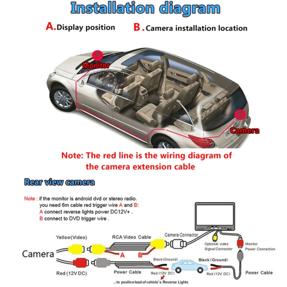 Universal 6M Video Cable For Car Rear View Camera
