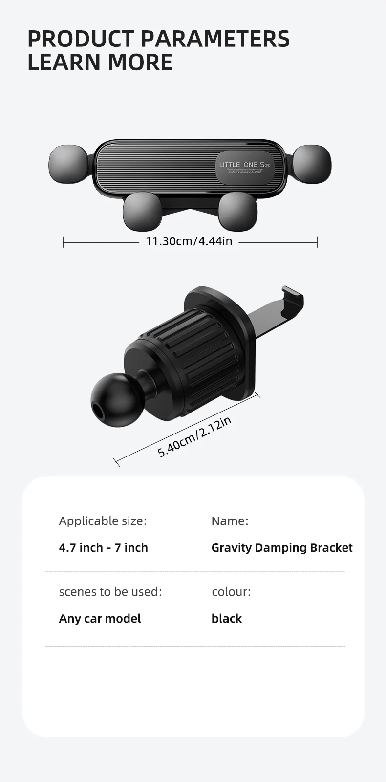 Gravity Car Phone Holder for 4.7-7 inch Mobile Phone