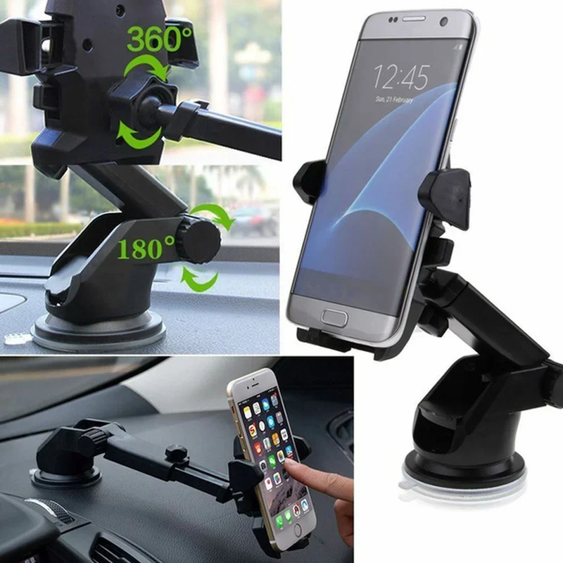 Universal Suction Cup Car Phone Holder 360° Dashboard Windshield Mobile Phone Mount Stand