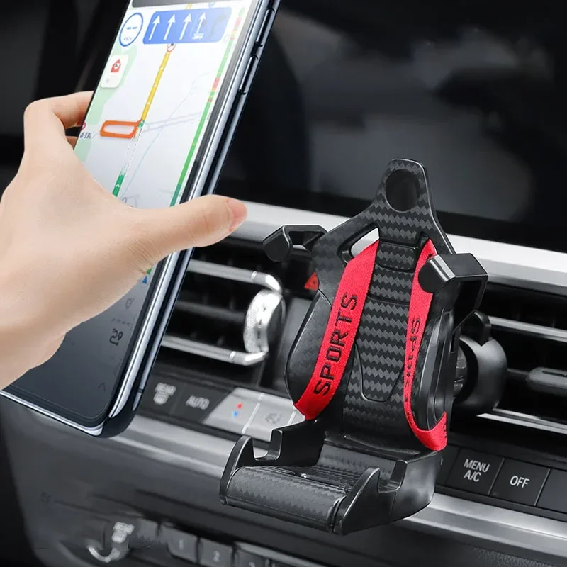 360 Carbon Fiber Pattern Racing Seat Shaped Car Phone Bracket