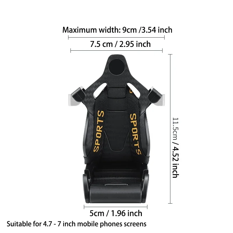 360 Carbon Fiber Pattern Racing Seat Shaped Car Phone Bracket