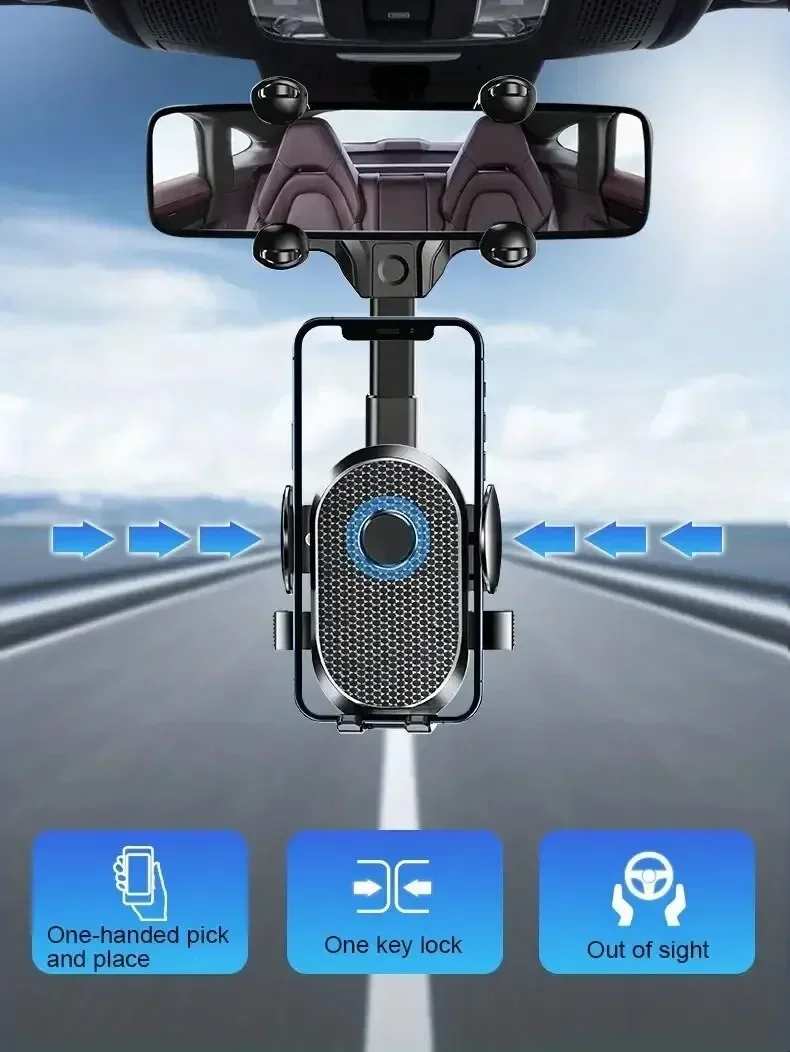 360 Universal Car Phone Holder Rearview Mirror