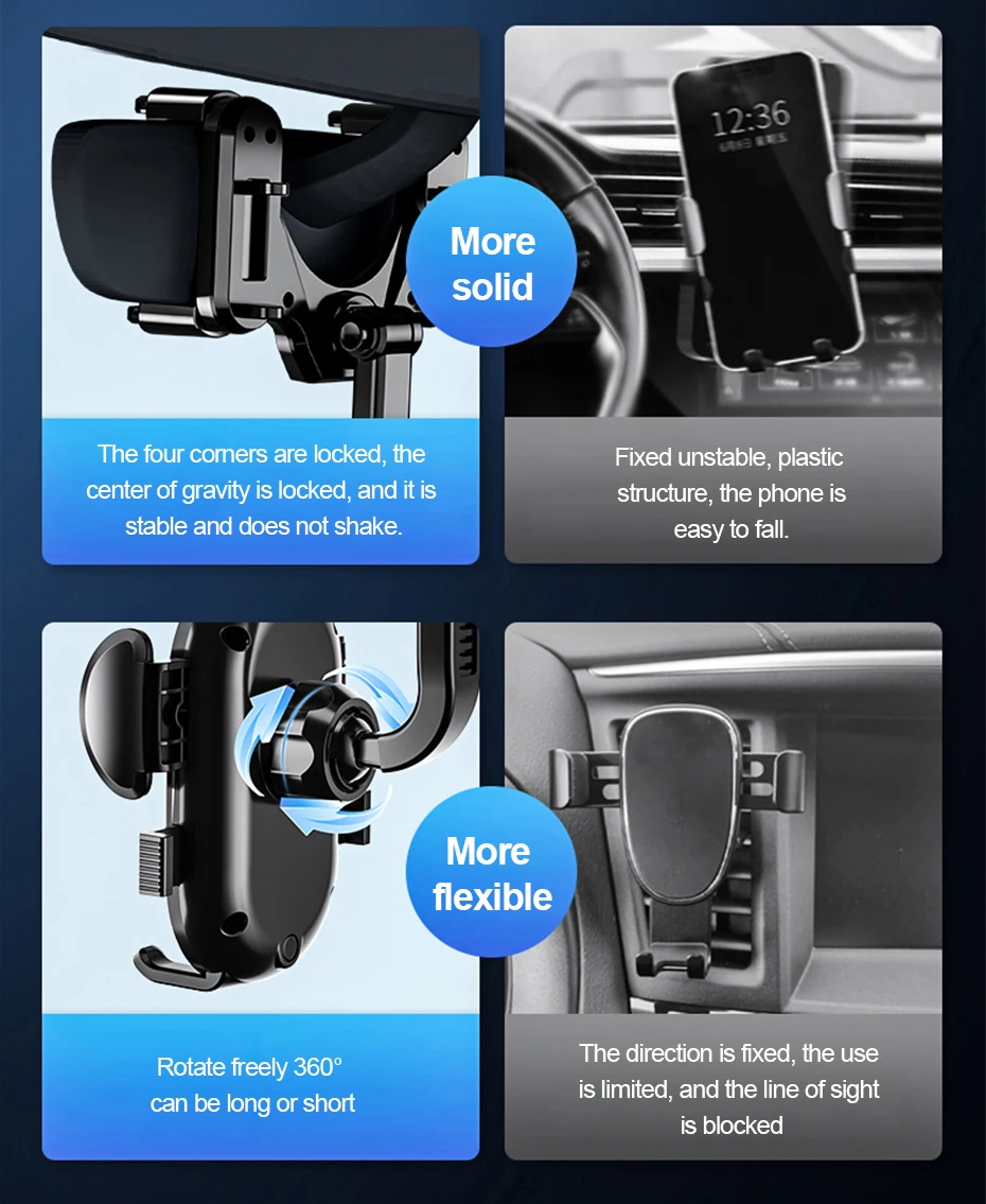 SEAMETAL Car Rearview Mirror Phone Holder