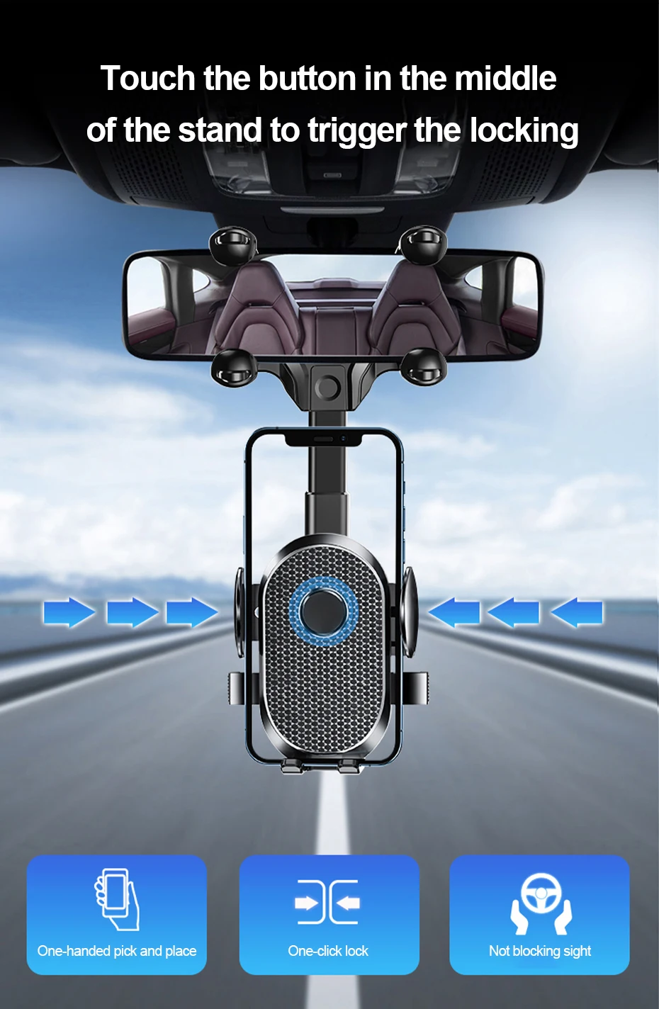 SEAMETAL Car Rearview Mirror Phone Holder