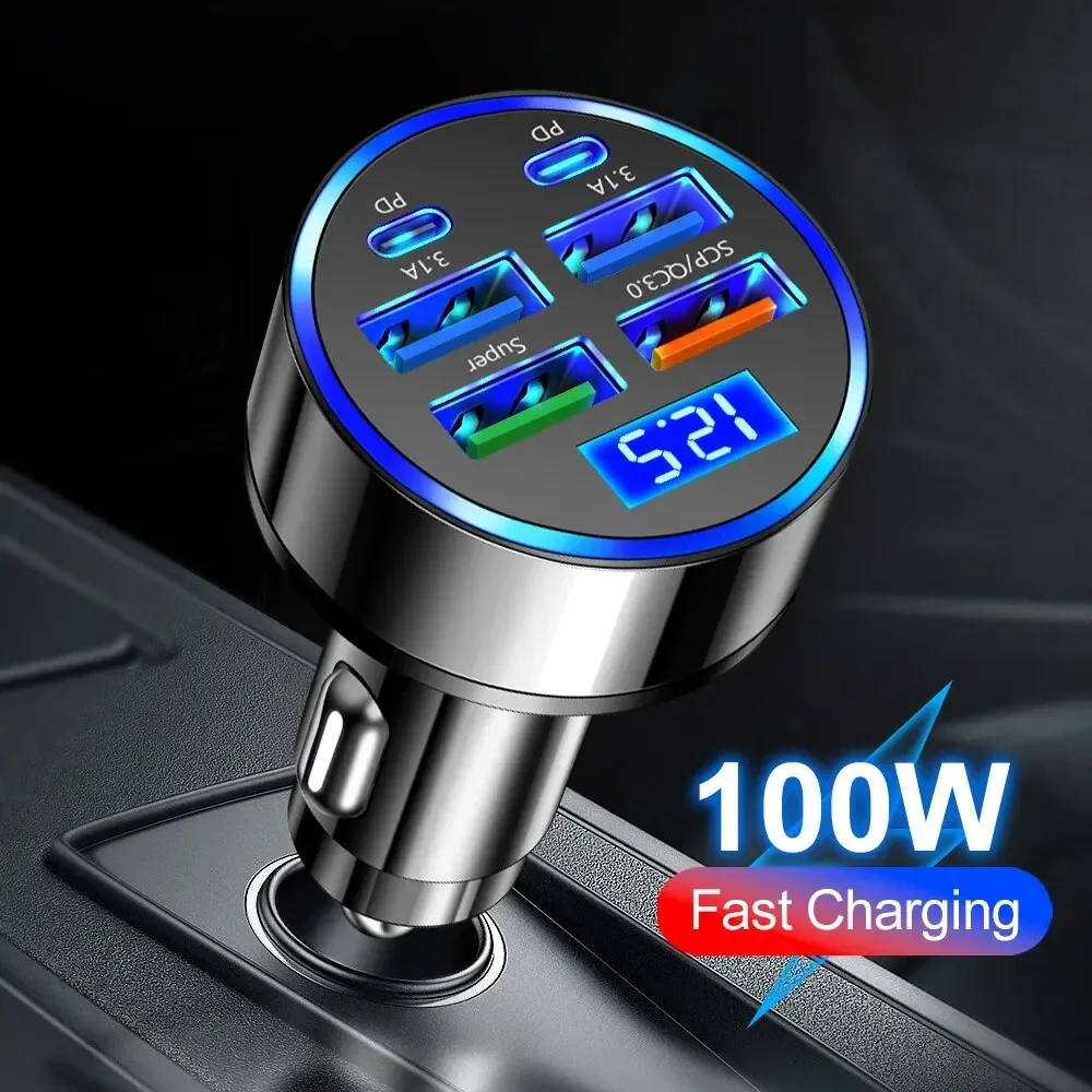 250W PD Car Charger QC3.0 Fast Charge